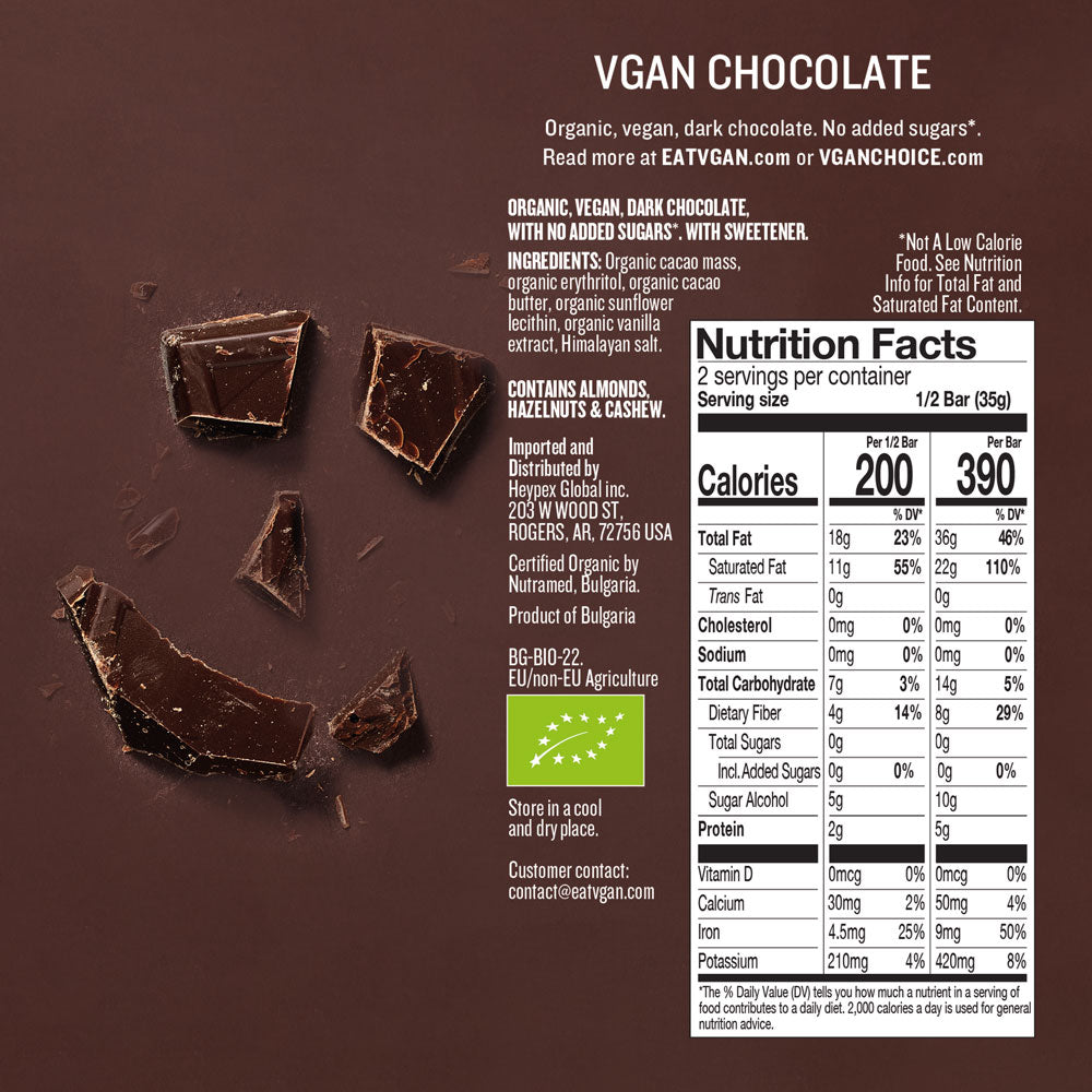 Vegan Dark Chocolate with Organic Natural Sweetener