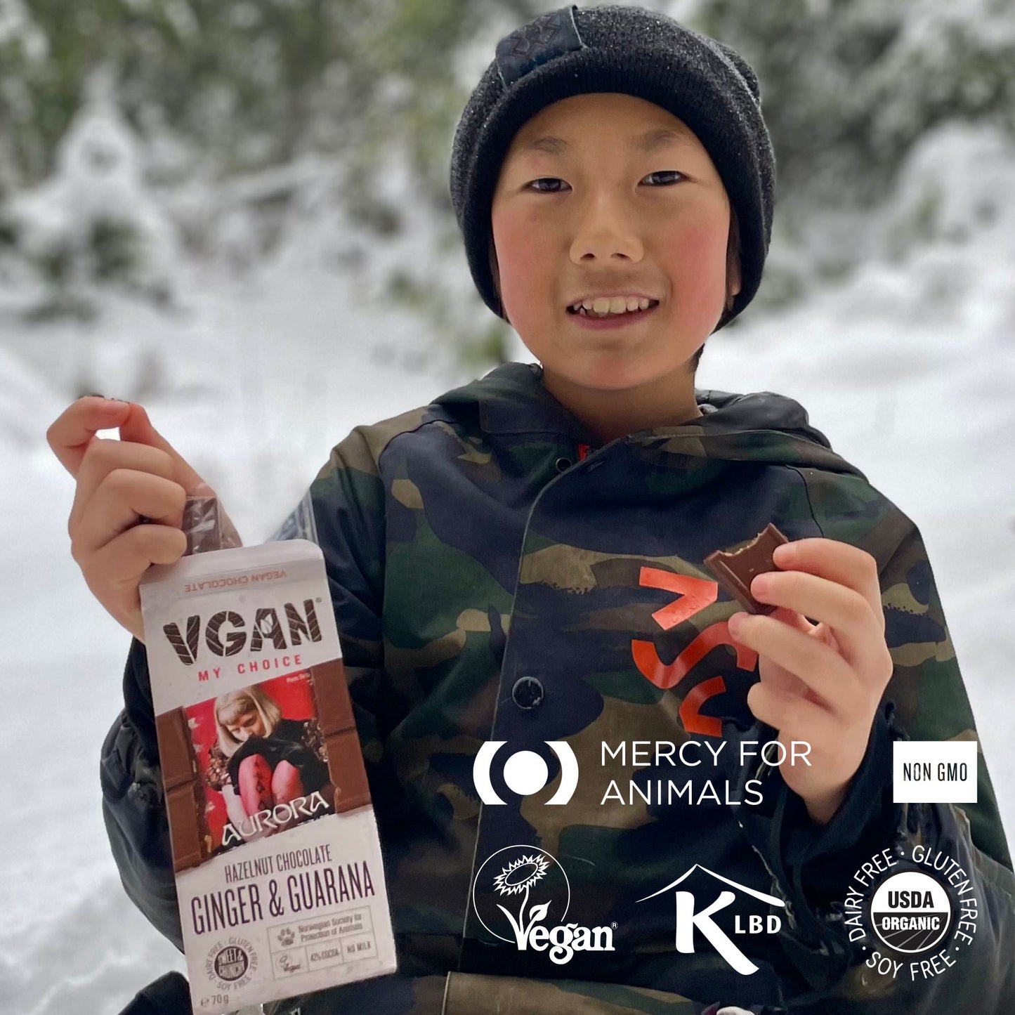 Vegan Milk Chocolate with Hazelnut, Guarana & Ginger Aurora My Choice