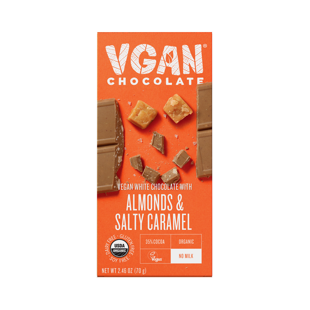 VGAN Chocolate Bar Almonds & Salty Caramel Flavor Front