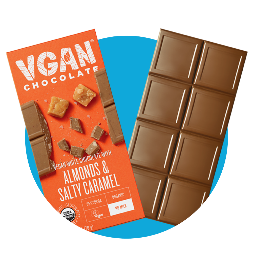 Vegan White Chocolate with Almonds & Salty Caramel