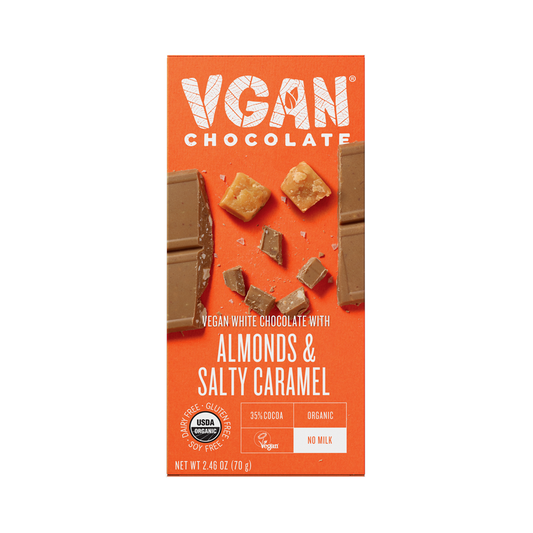 VGAN Chocolate Bar Almonds & Salty Caramel Flavor Front