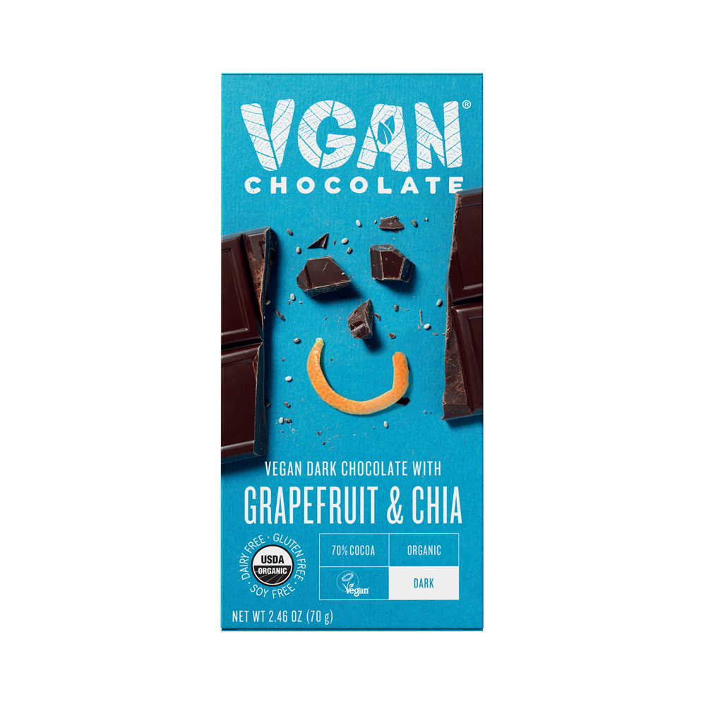 VGAN Chocolate Bar Grapefruit & Chia Flavor Front